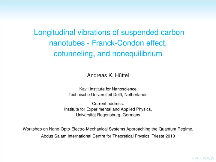 longitudinal vibrations of suspended carbon nanotubes