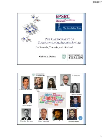 T HE C ARTOGRAPHY OF C OMPUTATIONAL S EARCH S PACES  On Funnels, Tunnels, and  Snakes!  Gabriela