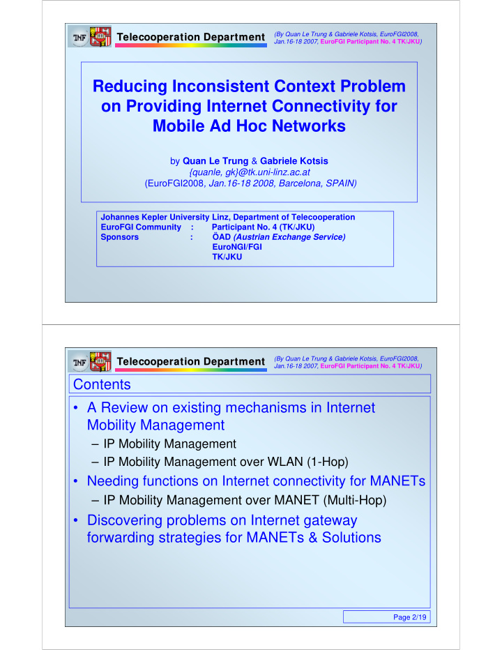 reducing inconsistent context problem on providing