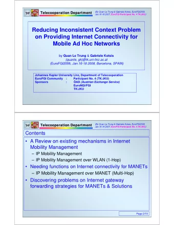 Reducing Inconsistent Context Problem  on Providing Internet Connectivity for  Mobile Ad Hoc
