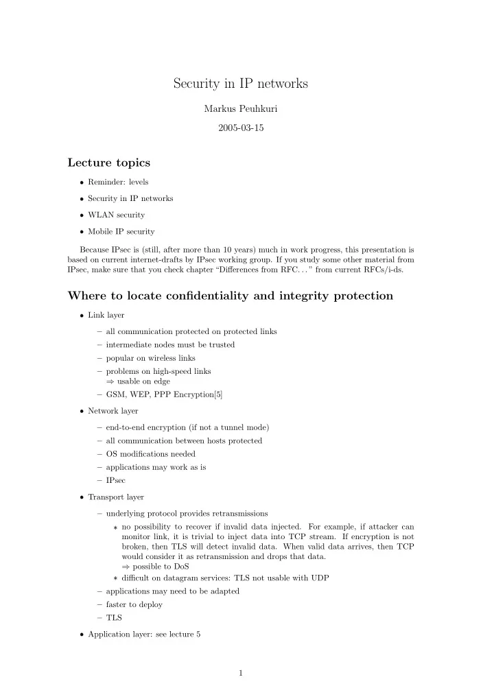 security in ip networks