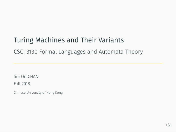 turing machines and their variants