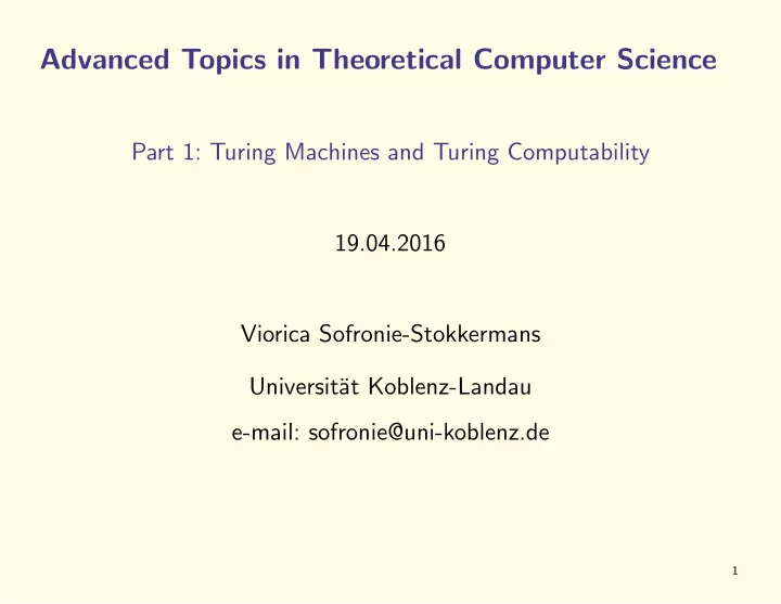 advanced topics in theoretical computer science