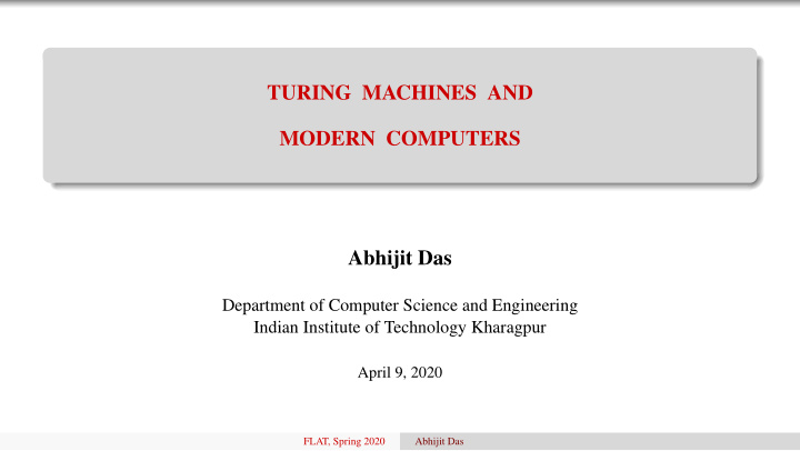 turing machines and modern computers abhijit das