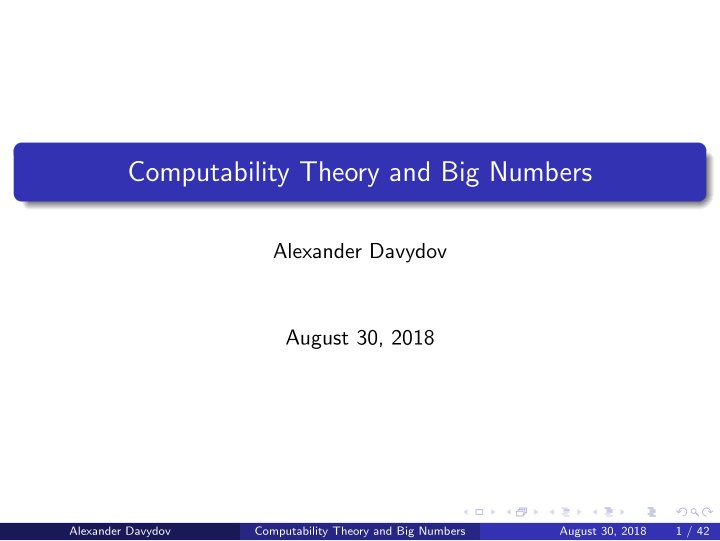computability theory and big numbers