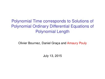 Polynomial Time corresponds to Solutions of  Polynomial Ordinary Differential Equations of