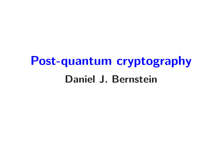 post quantum cryptography