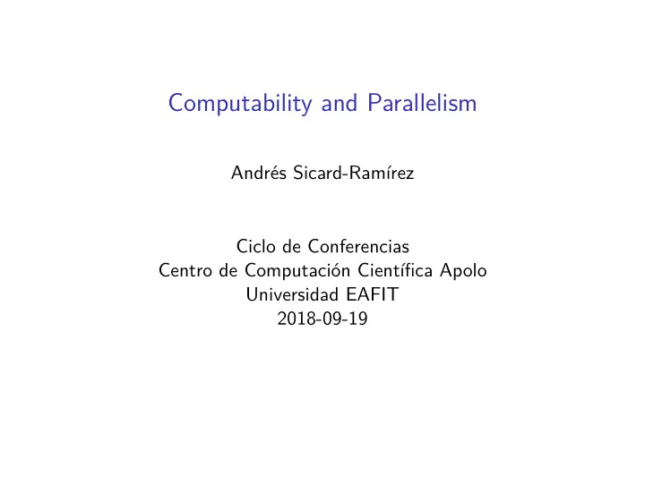 computability and parallelism