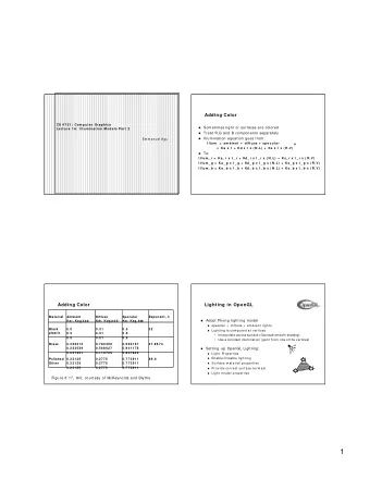 1  Light Properties  Property Exam ple    Properties:    Define colors and position a light