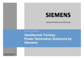 Geothermal Turnkey  Power Generation Solutions by  Siemens  SiemensIndustrialServices  Industrial