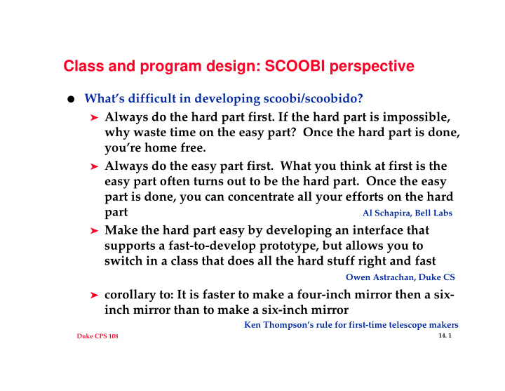 class and program design scoobi perspective