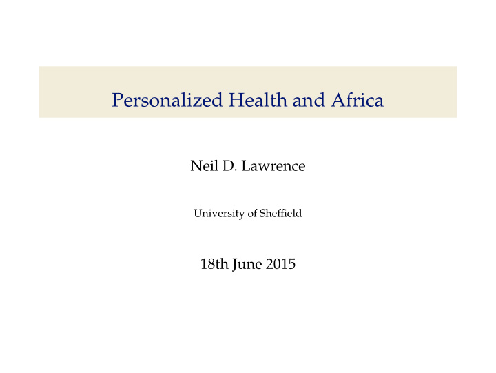 personalized health and africa