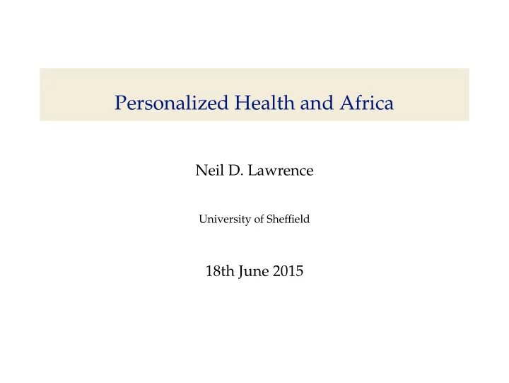 personalized health and africa
