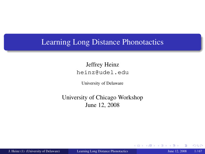learning long distance phonotactics