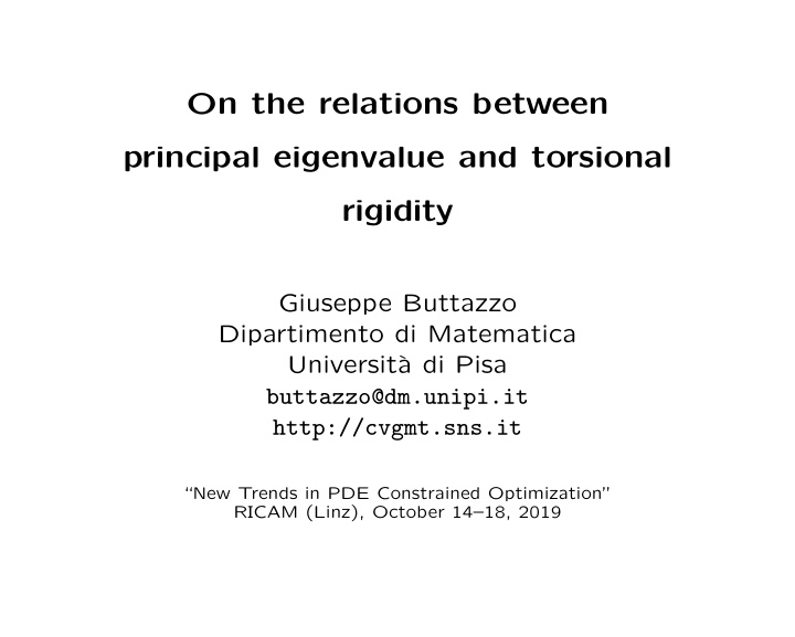 on the relations between principal eigenvalue and