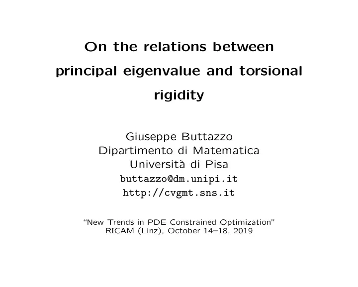 on the relations between principal eigenvalue and
