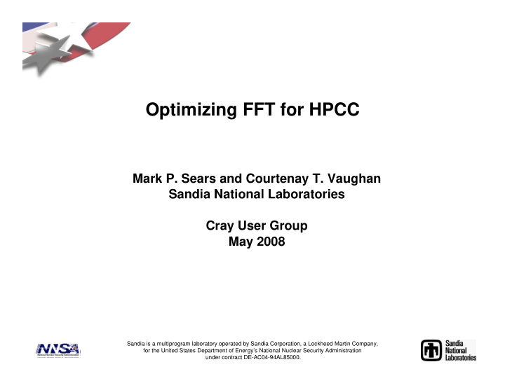 optimizing fft for hpcc