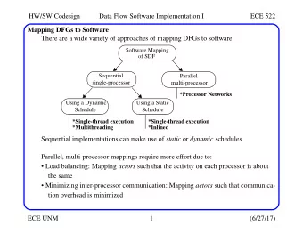 HW/SW Codesign  Data Flow Software Implementation I  ECE 522  Mapping DFGs to Software  There are a