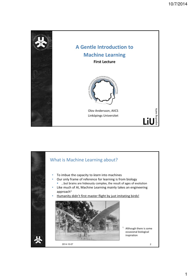 a gentle introduction to machine learning