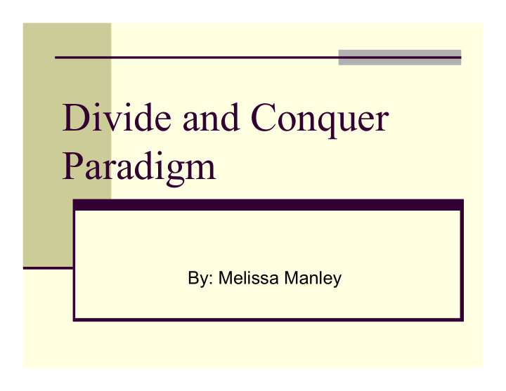 divide and conquer paradigm