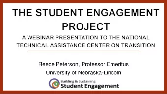 Reece Peterson, Professor Emeritus  University of Nebraska-Lincoln  Todays  To explain the