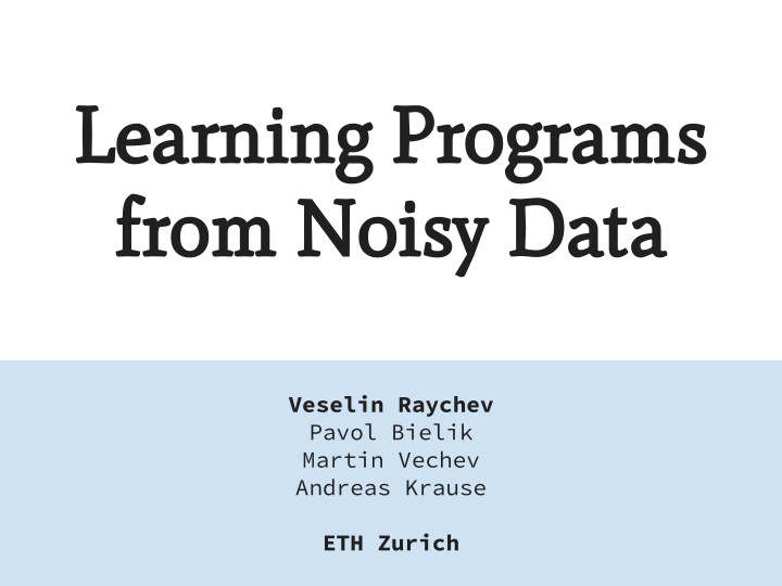 learning programs from noisy data