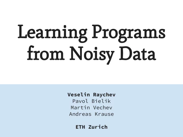 learning programs from noisy data