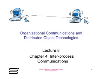 Distributed Object Technologies  Lecture 8  Chapter 4: Inter-process  Communications  95-702