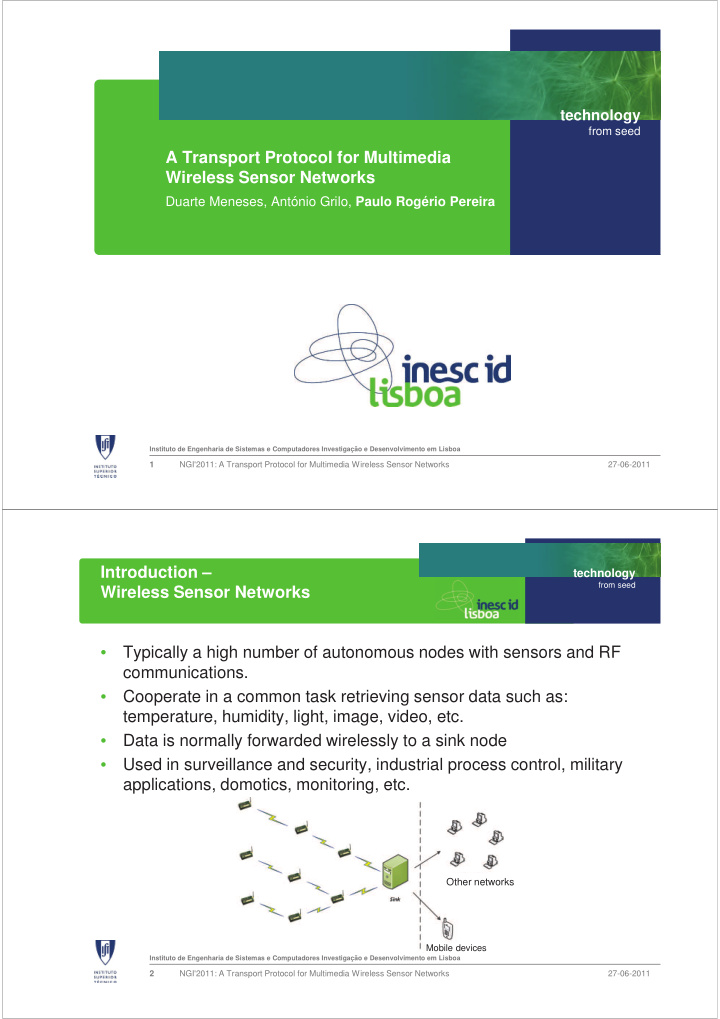 a transport protocol for multimedia wireless sensor