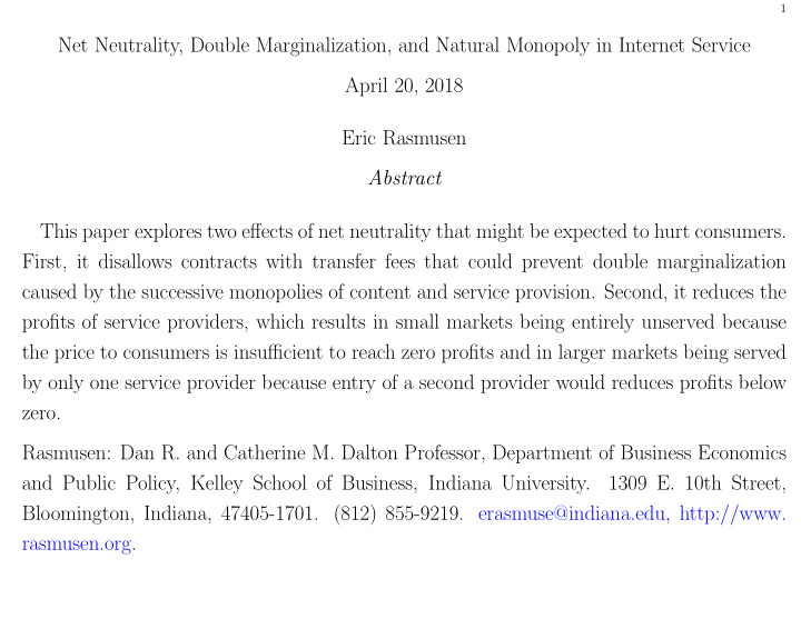 net neutrality double marginalization and natural