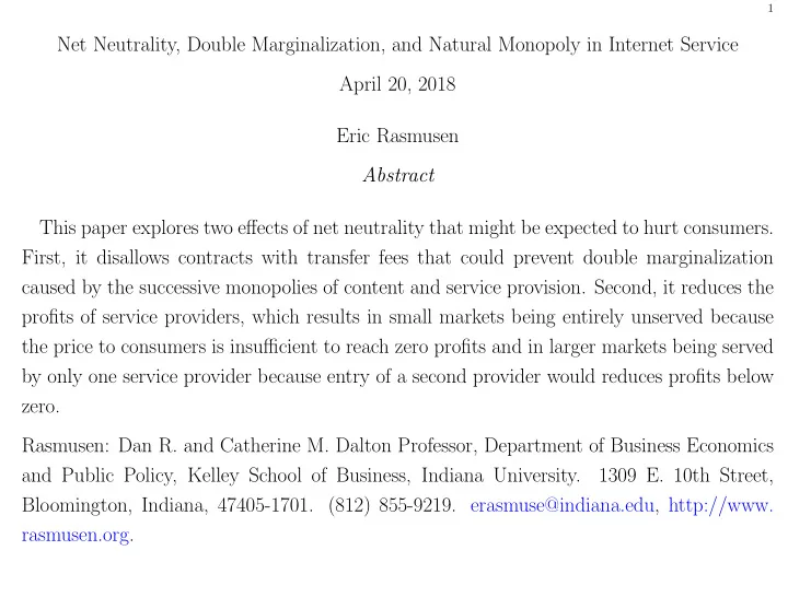 net neutrality double marginalization and natural