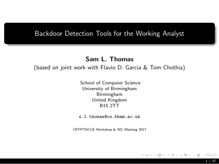 backdoor detection tools for the working analyst