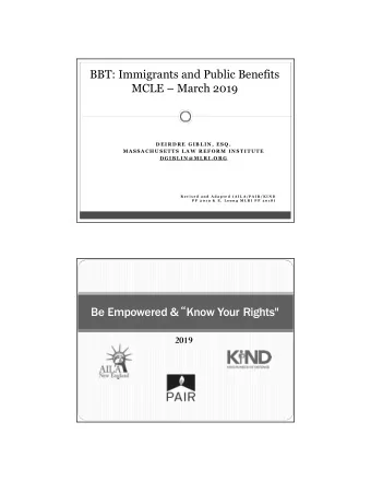 Be Empowered &amp;  Know Your Rights&quot;  2019  What should community organizations  and