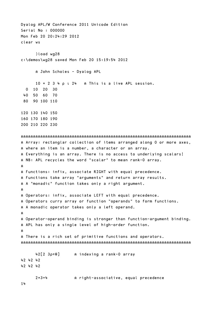 dyalog apl w conference 2011 unicode edition serial no