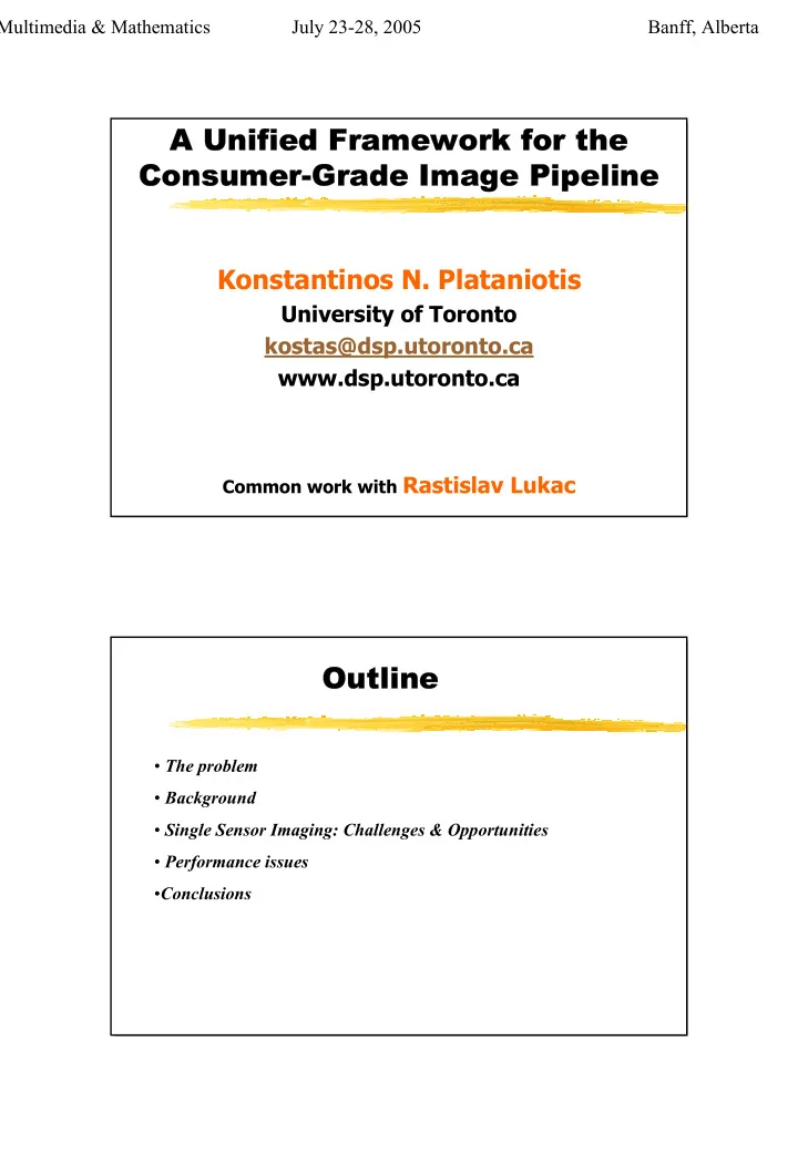 a unified framework for the a unified framework for the
