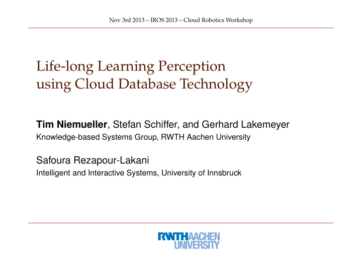 life long learning perception using cloud database