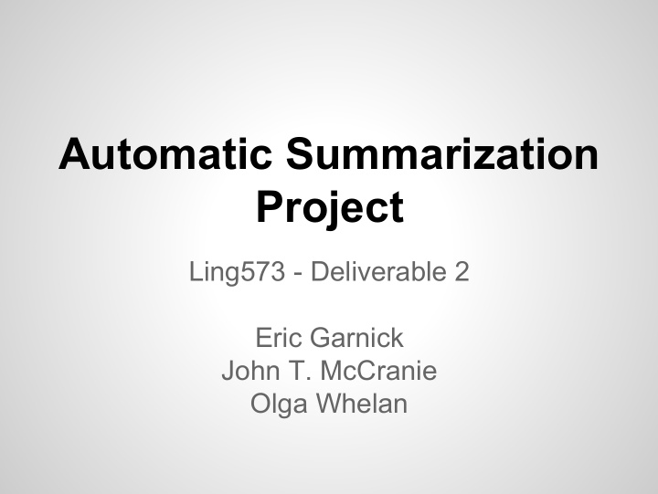 automatic summarization project