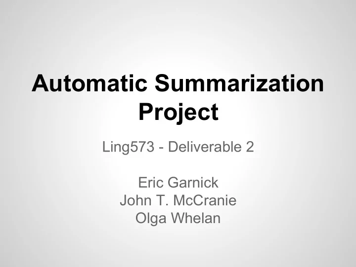 automatic summarization project