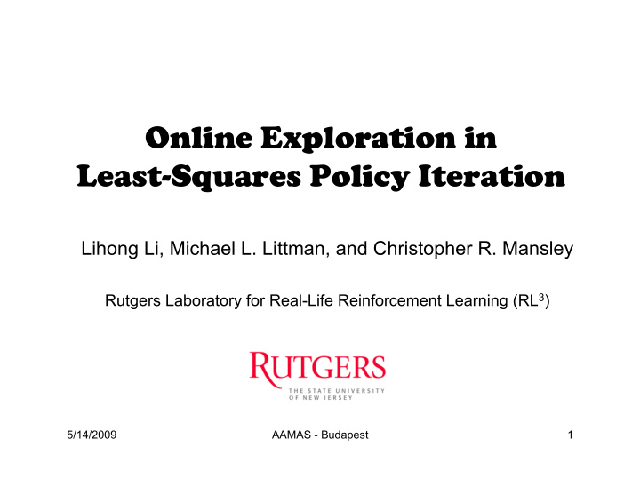 online exploration in least squares policy iteration