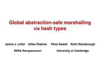 Global abstraction-safe marshalling via hash types  James J. Leifer  Gilles Peskine  Peter Sewell