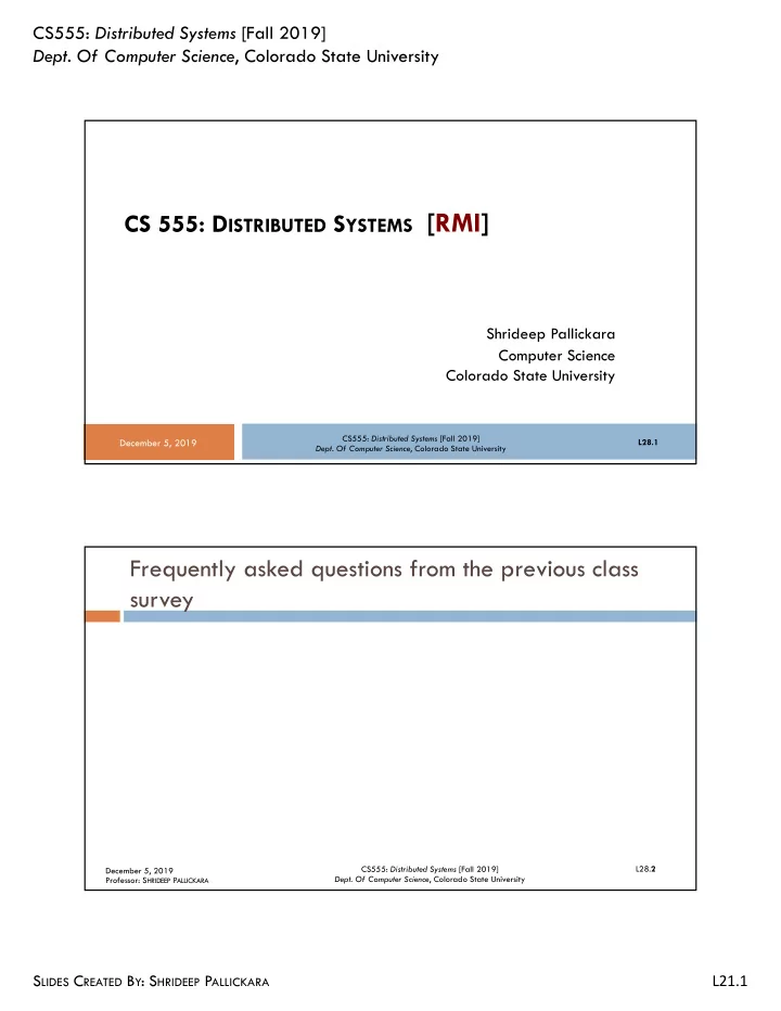 cs 555 d istributed s ystems rmi