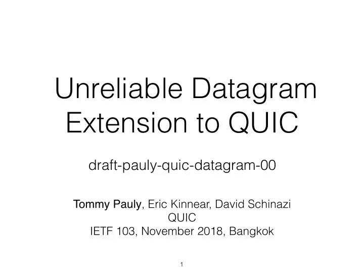 unreliable datagram extension to quic