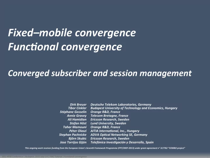fixed mobile convergence funcronal convergence