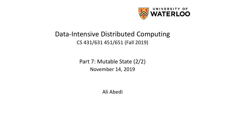 data intensive distributed computing