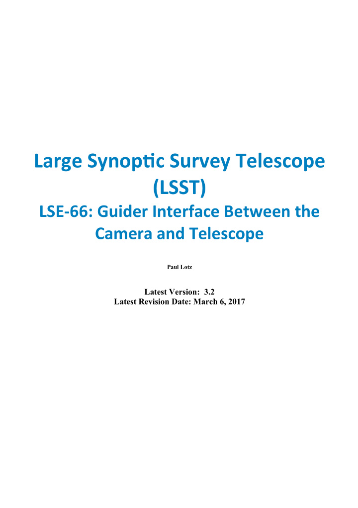 large synoptjc survey telescope lsst