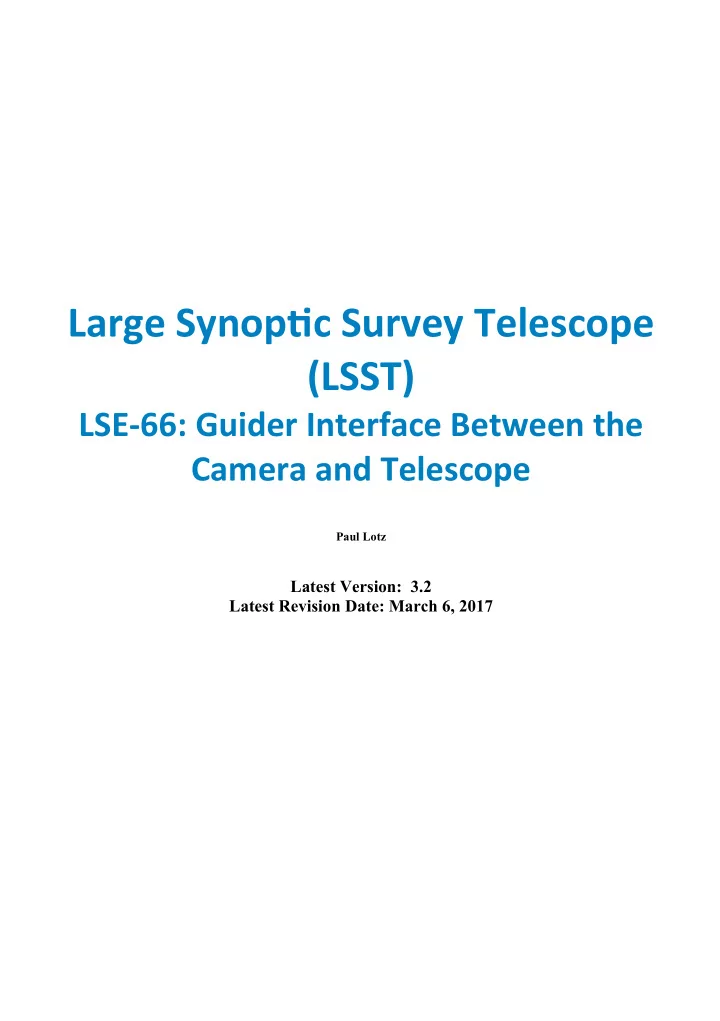 large synoptjc survey telescope lsst