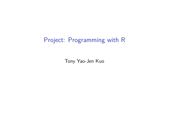 project programming with r