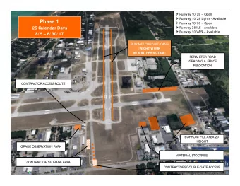 Phase 1 Q Runway 18/ 36  Open Q Runway 28 ILS  Available  25 Calendar Days Q Runway 10 VASI