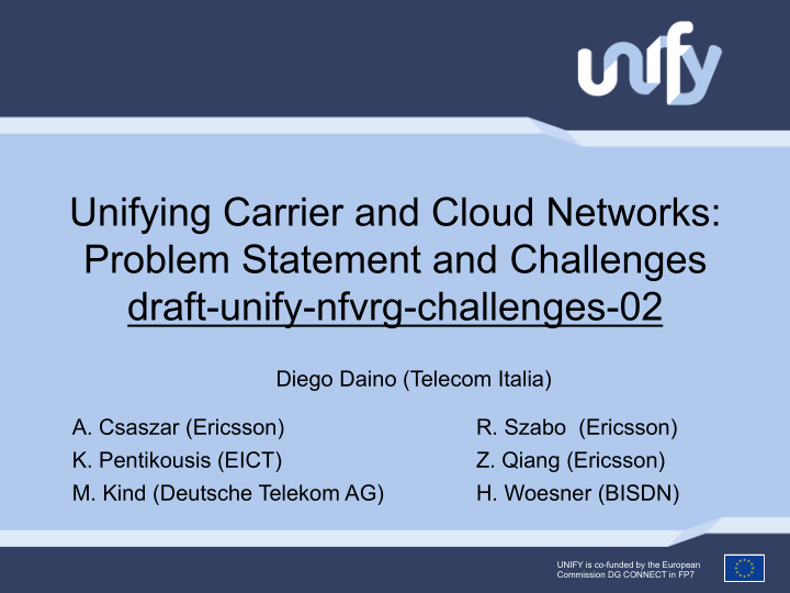 unifying carrier and cloud networks problem statement and