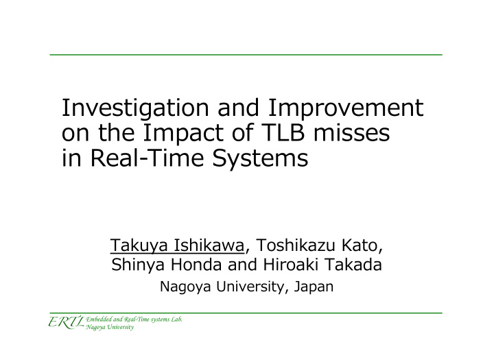 investigation and improvement on the impact of tlb misses